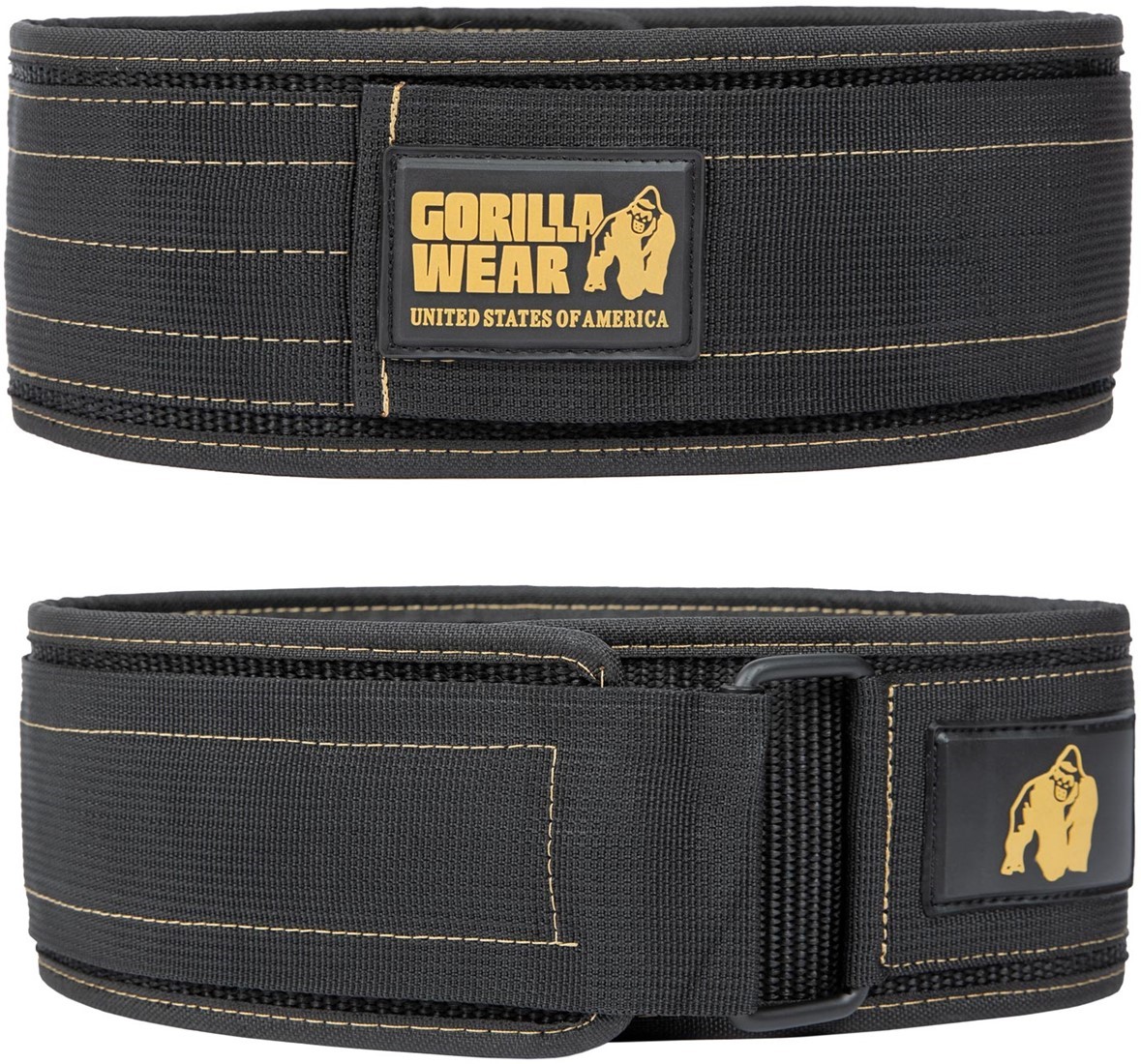 Gorilla Wear 4 Inch Nylon Lifting Belt - Zwart / Goud - M/L