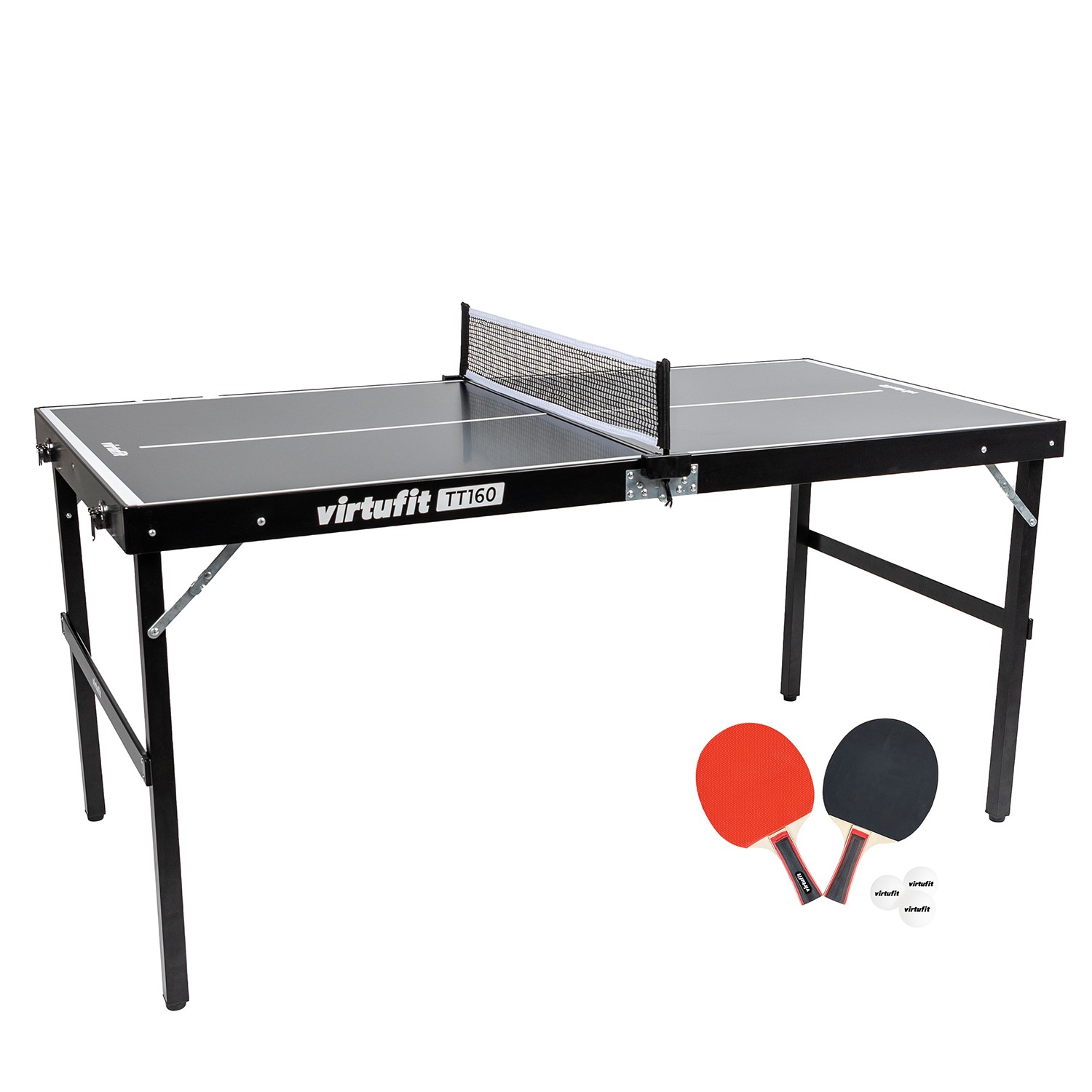 VirtuFit Mini Tafeltennistafel TT160 - Met 2 Batjes en 3 Ballen