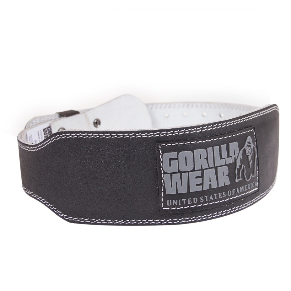 Gorilla Wear 4 Inch Padded Leather Lifting Belt - Black/Gray