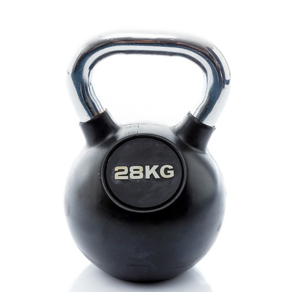 Muscle Power Rubberen Kettlebell - Zwart - 28 kg