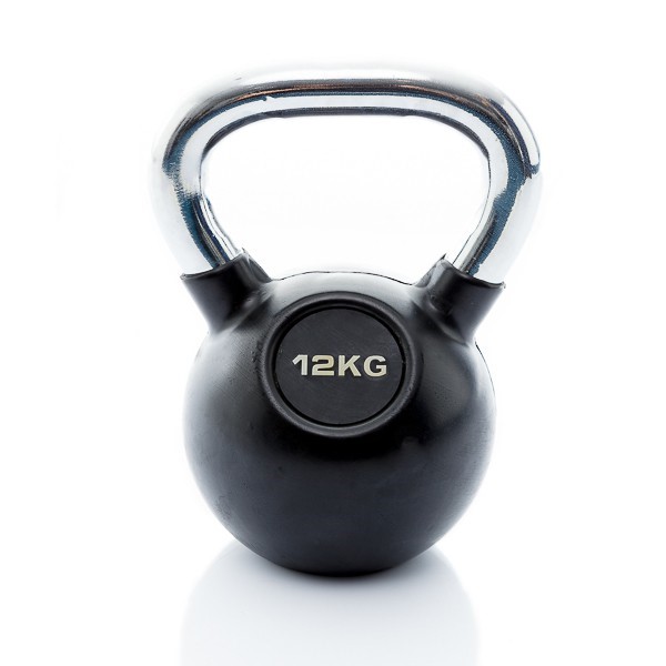 Muscle Power Rubberen Kettlebell - Zwart - 12 kg