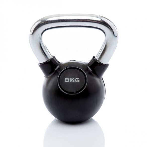 Muscle Power Rubberen Kettlebell - Zwart - 8 kg