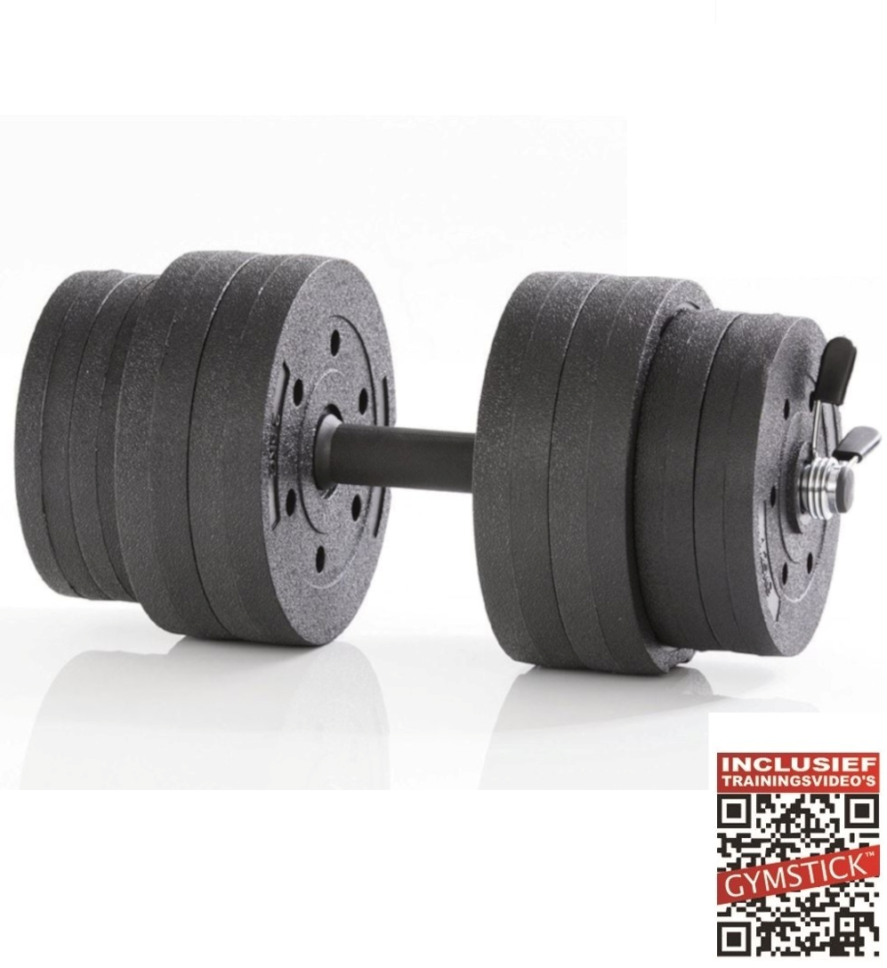 Gymstick Active Verstelbare Dumbbell Set - Vinyl - 15 kg - Met Online Trainingsvideo's