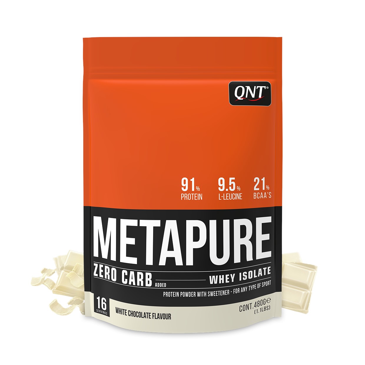 QNT Metapure Zero Carb Whey Isolate - Koolhydraatarm Eiwit Poeder - 480 gr - White Chocolate