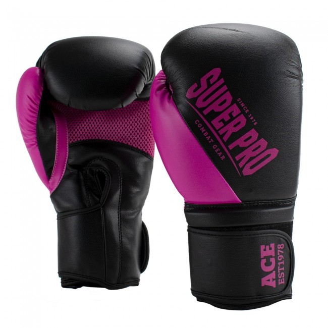 Super Pro Combat Gear Ace (Kick)Bokshandschoenen - Zwart/Roze - 8 oz