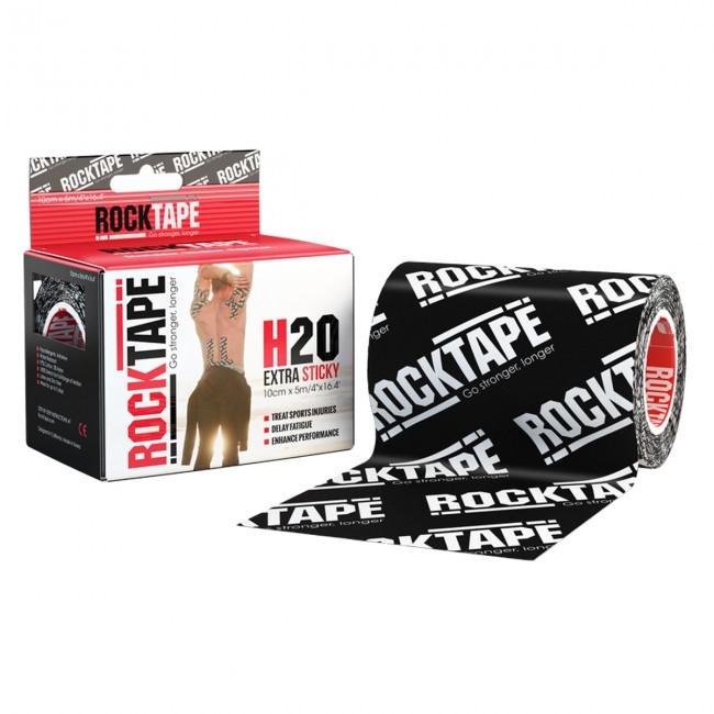 RockTape H20 Kinesiotape - Sporttape - 10 cm x 5 m - Zwart Logo