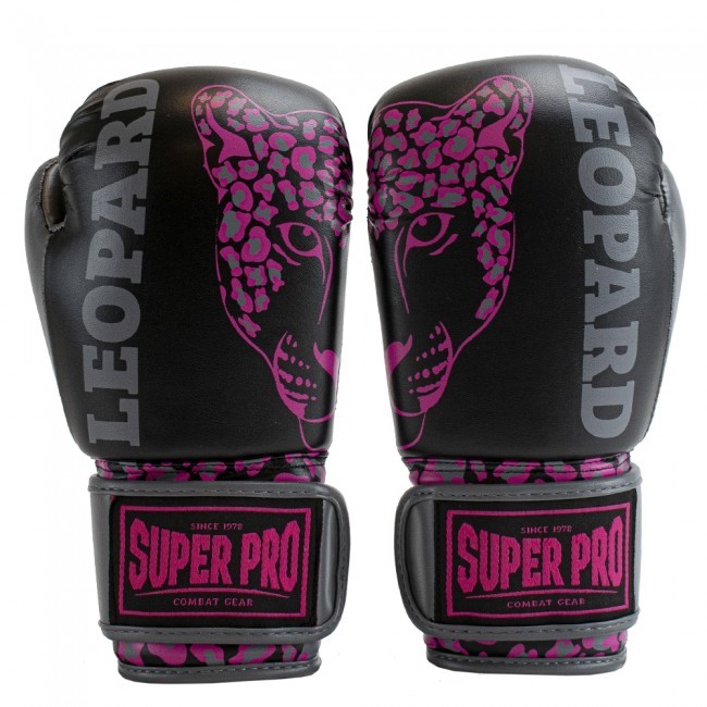 Super Pro Leopard Kids Bokshandschoenen - Zwart/Roze