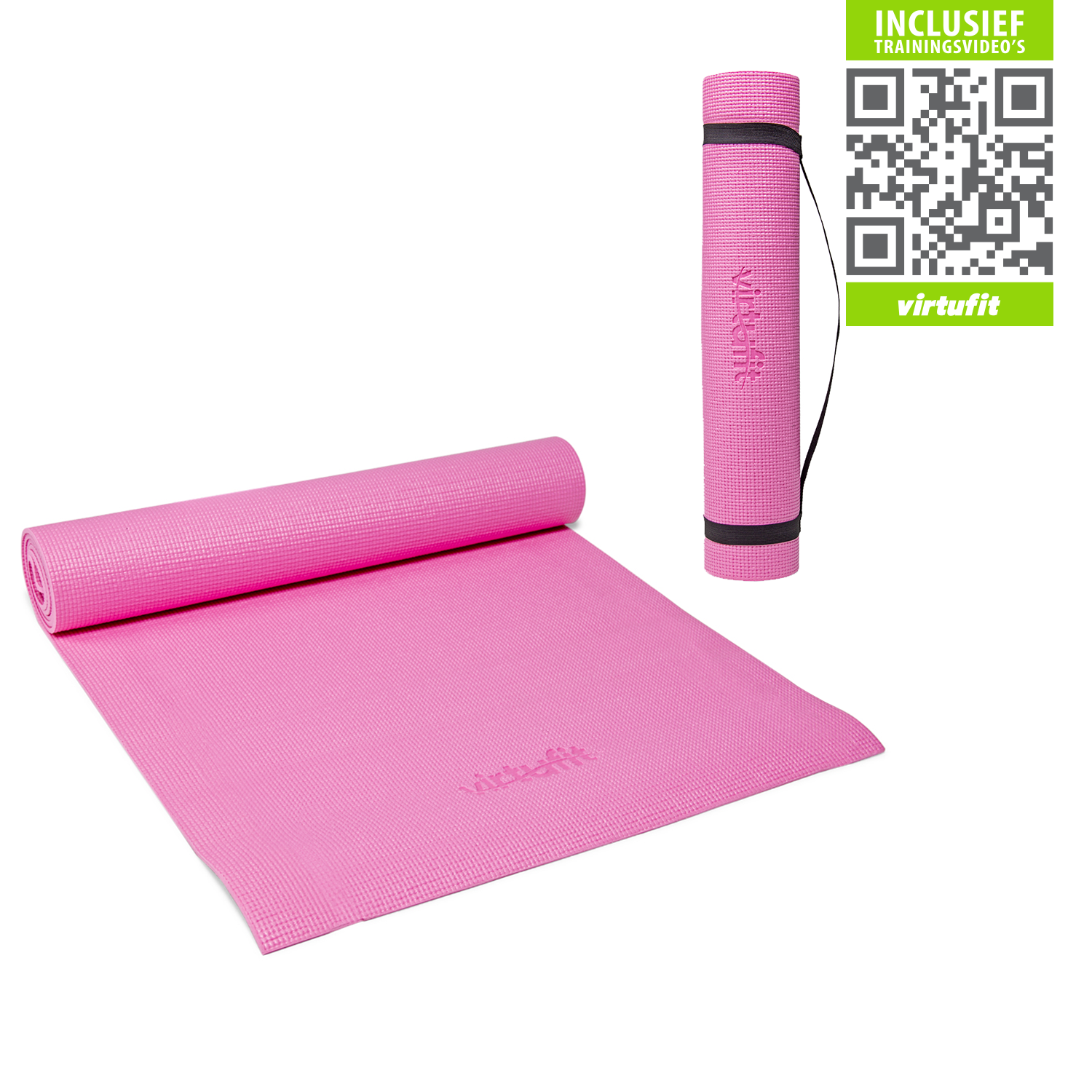 VirtuFit Yogamat Met Draagkoord - 183 x 61 x 0.3 cm - Roze - Gratis Trainingsvideo's