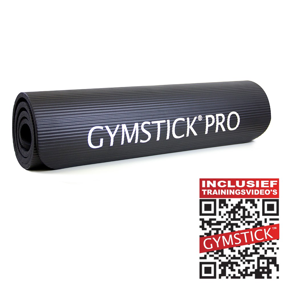 Gymstick NBR Fitnessmat Pro - 160 x 40 x 1 cm -  Zwart - Met Online Trainingsvideo's