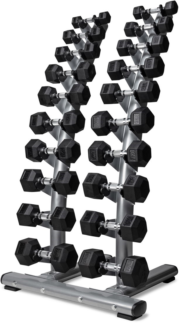 VirtuFit Dumbbellrek staand Deluxe + Hexa Dumbbells 1 t/m 10 kg