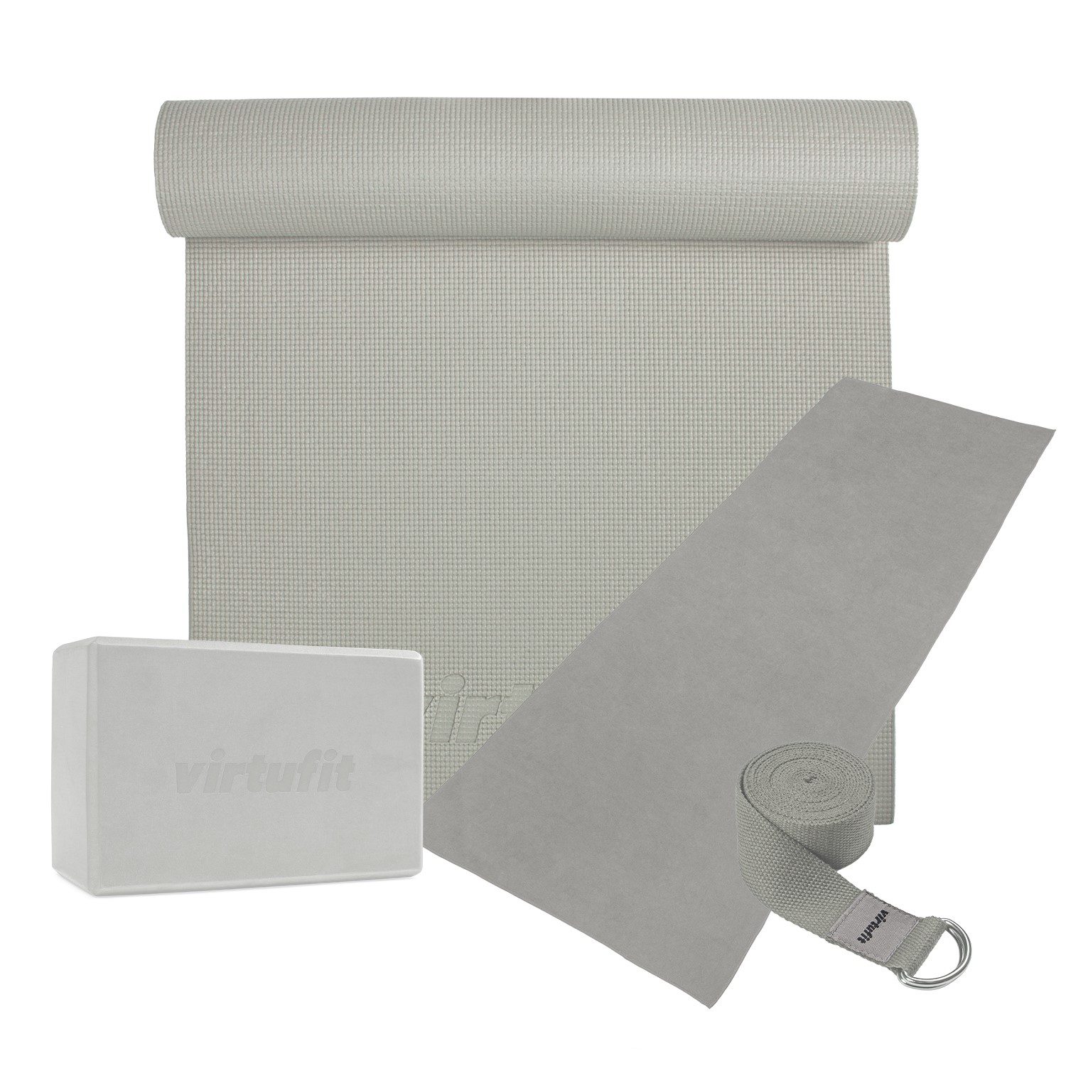 VirtuFit Premium Yoga Kit - 4-Delig - Natural Grey