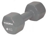 Toorx Vinyl Dumbbell - Per Stuk - 4 kg - Lichtgrijs