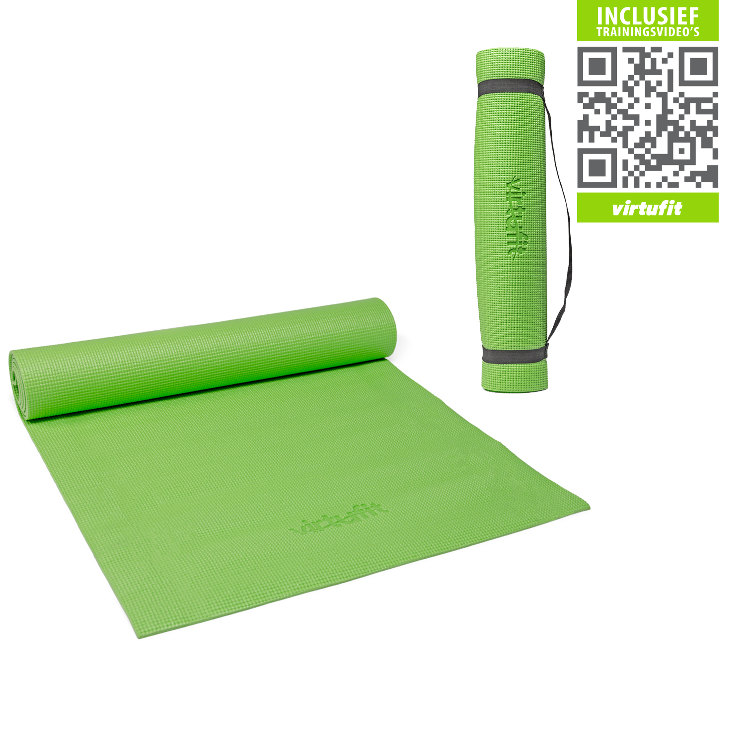 VirtuFit Yogamat Met Draagkoord - 183 x 61 x 0.3 cm - Lichtgroen - Gratis Trainingsvideo's