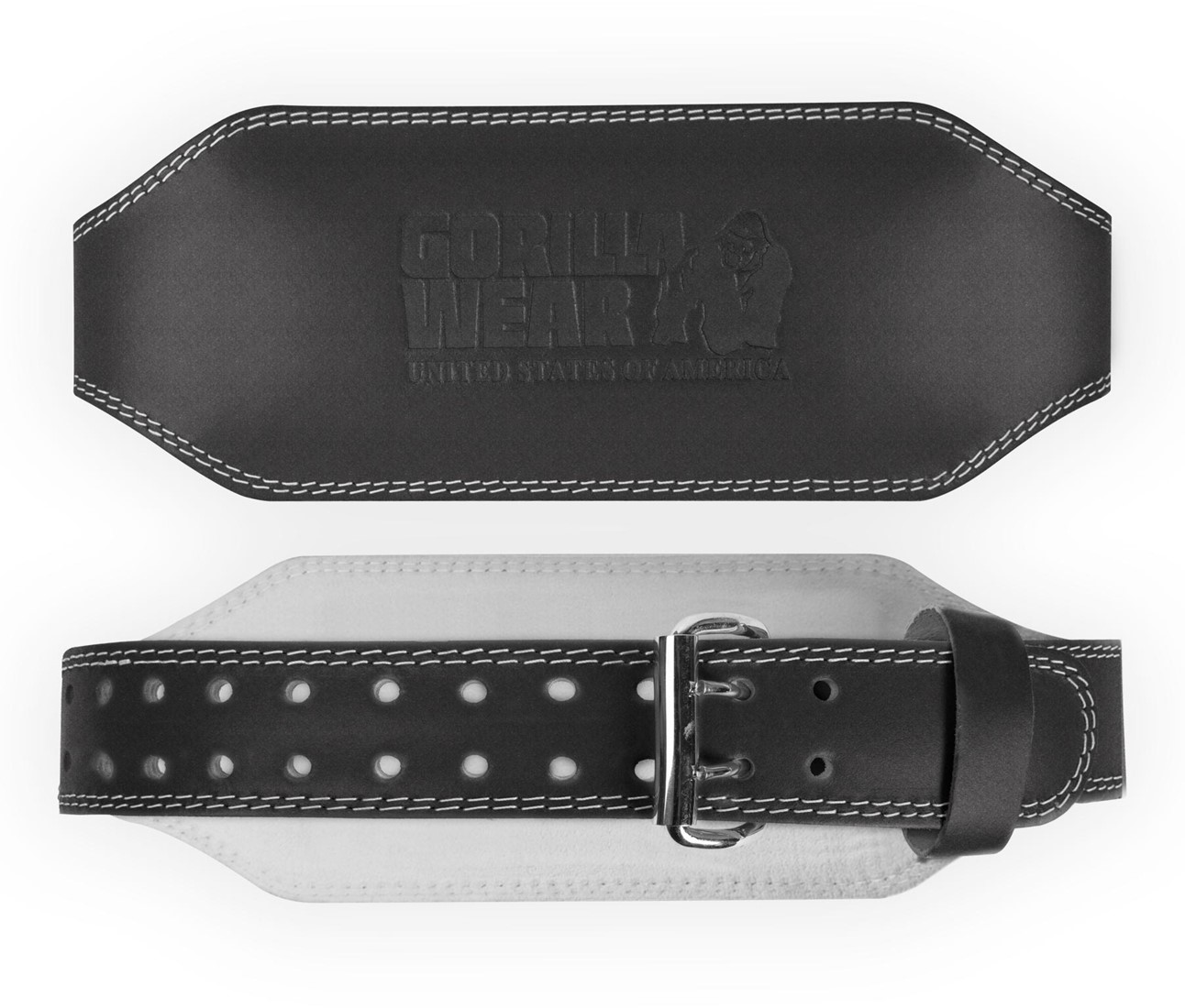 Gorilla Wear 6 Inch Padded Leather Lifting Belt - Black/Black