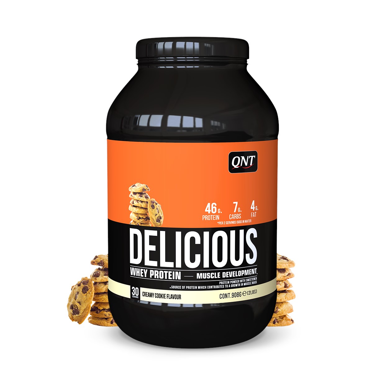 QNT Delicious Whey Protein - Eiwit Poeder - 908 gr - Creamy Cookie