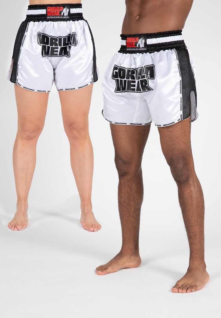 Piru Muay Thai Shorts - White/Black