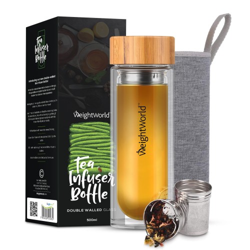 Theefles met tea infuser - 500 ml glazen fles