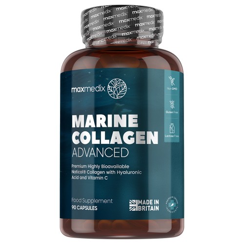 Marine Collageen Supplement met Hyaluronzuur en Vitamine C - 1200 mg  90 Capsules