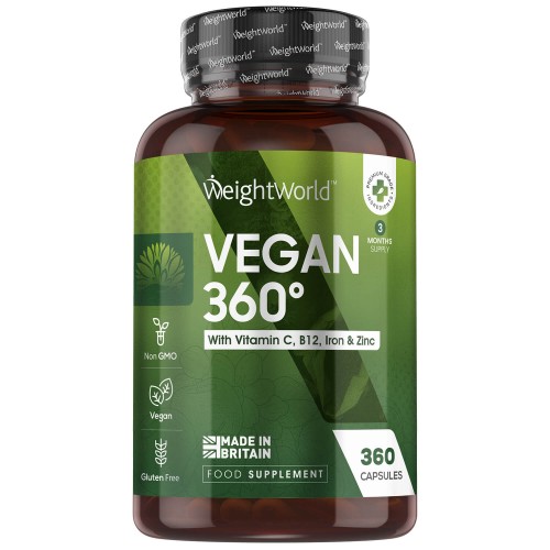 Veganistisch 360 -360 Capsules - Dieetondersteuning - vegan multivitamine inclusief B12, ijzer en zink