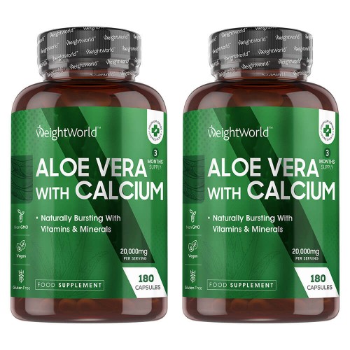 Aloe Vera met calcium capsules - Natuurlijk supplement - 360 Capsules - Duo Verpakking