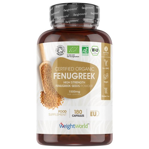 Biologische Fenegriek 1500 mg 180 Capsules - 3 maanden voorraad