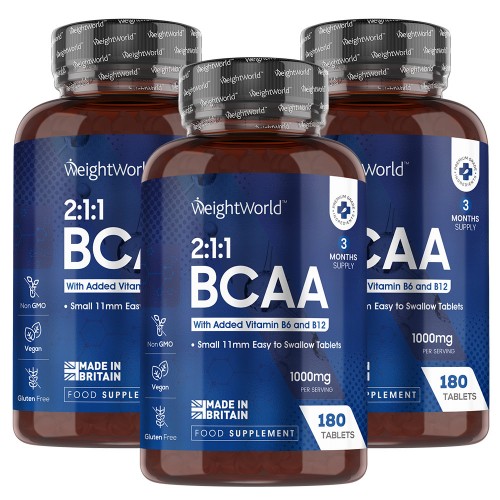 BCAA met B6 Tabletten - Aminozuren Spier Opbouw en Ondersteuning Supplement - 90 Tabletten - Trio V