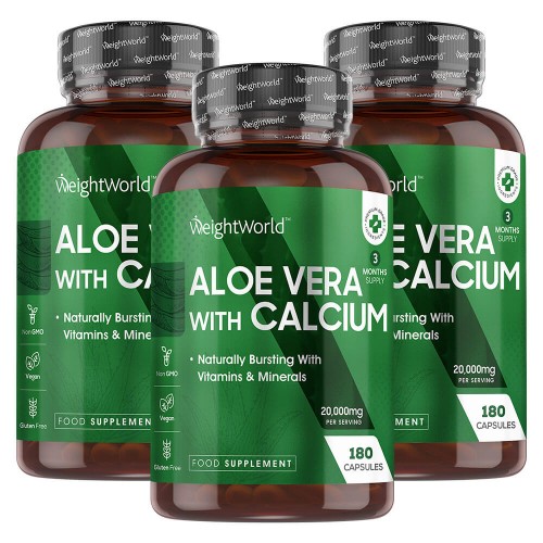 Aloe Vera met calcium capsules - Natuurlijk supplement - 540 Capsules - Trio Verpakking