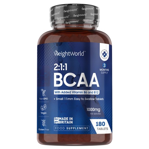 BCAA met vitamine B6 - 1000 mg 180 Tablet - Aminozuur supplement draagt bij tot de groei van spiermassa