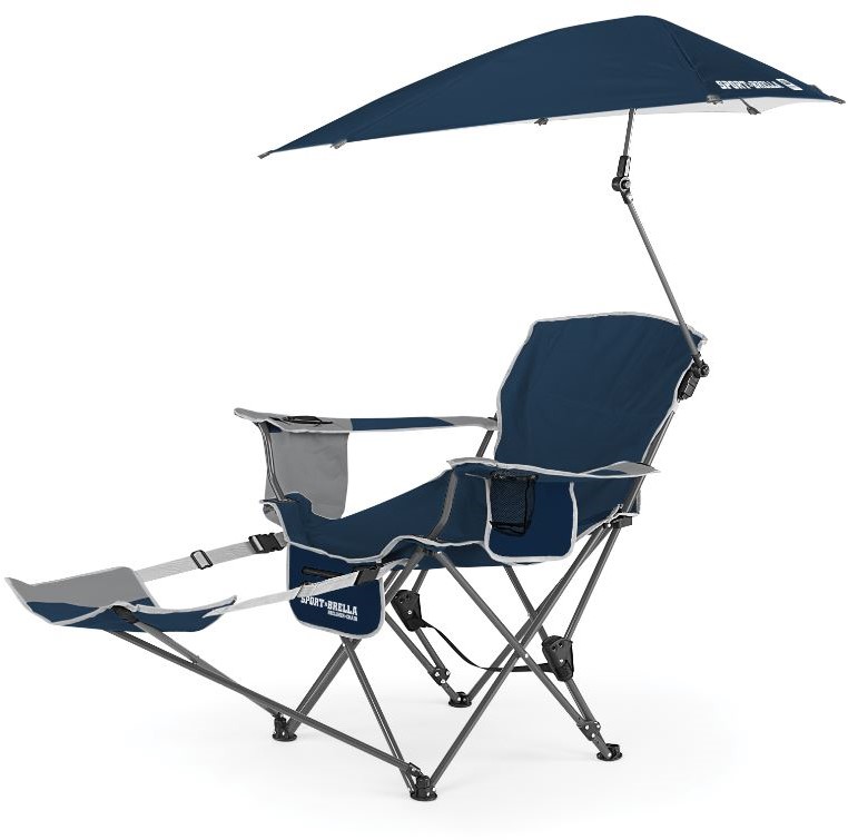 Sport-Brella Verstelbare Campingstoel - Visstoel - Strandstoel met Parasol - Blauw - Tweedekans