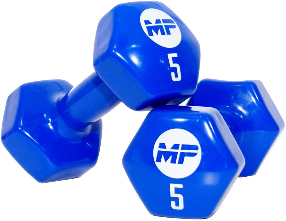 Muscle Power Vinyl Dumbbells - 2 x 5 kg - Blauw