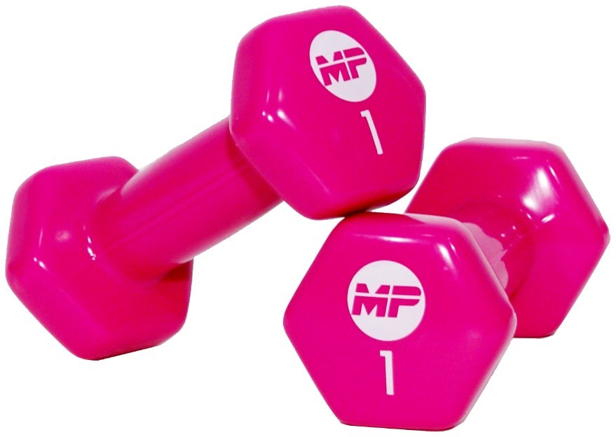 Muscle Power Vinyl Dumbbells - 2 x 1 kg - Roze