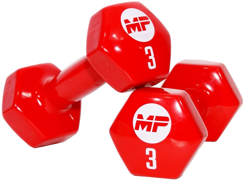 Muscle Power Vinyl Dumbbells - 2 x 3 kg - Rood