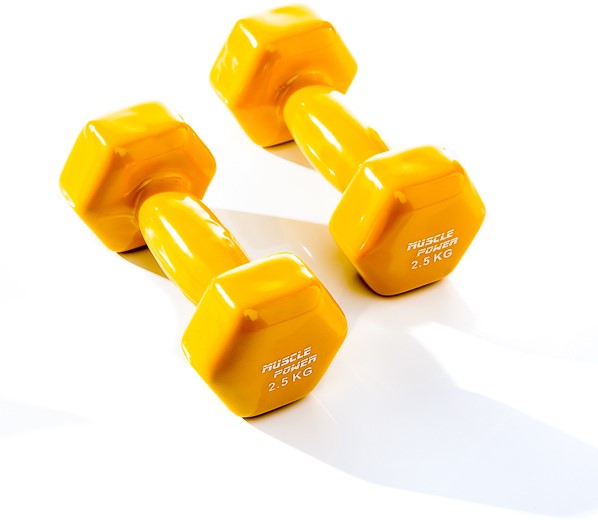 Muscle Power Vinyl Dumbbells - 2 x 2,5 kg - Geel