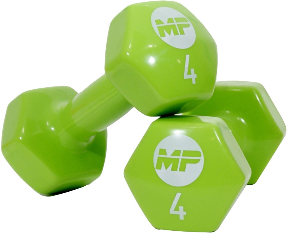 Muscle Power Vinyl Dumbbells - 2 x 4 kg - Lichtgroen