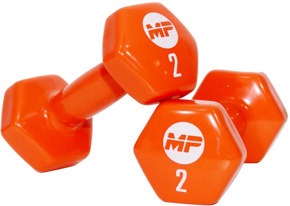 Muscle Power Vinyl Dumbbells - 2 x 2 kg - Oranje