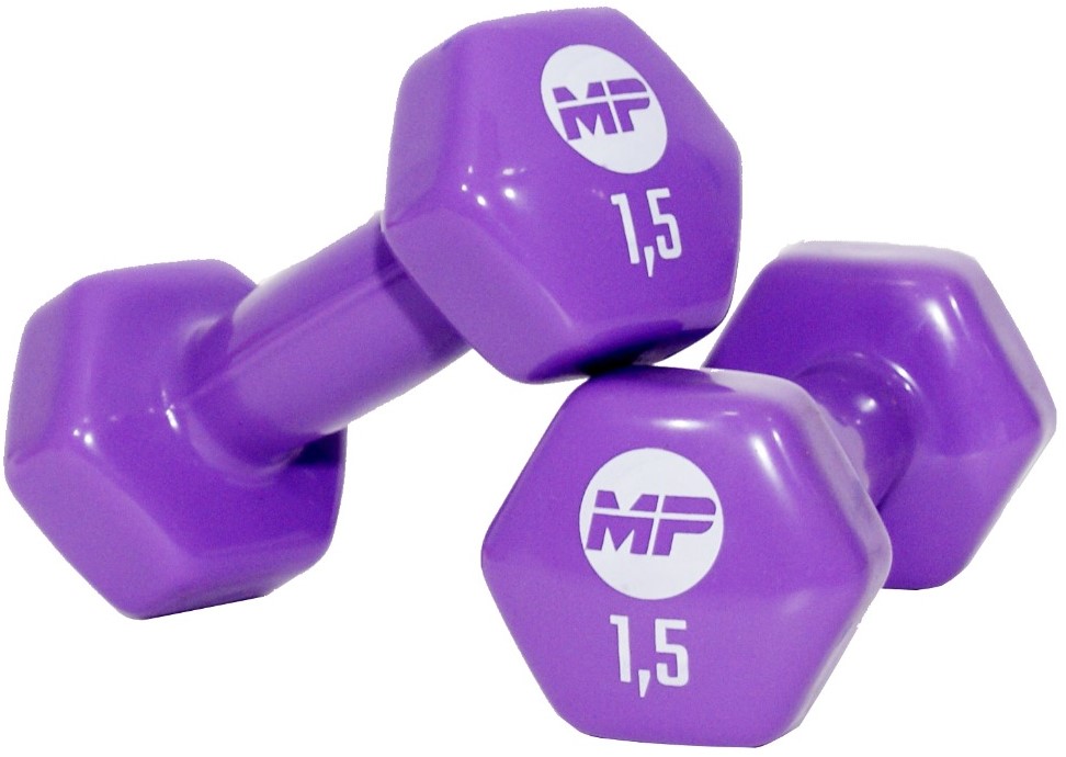 Muscle Power Vinyl Dumbbells - 2 x 1,5 kg - Paars