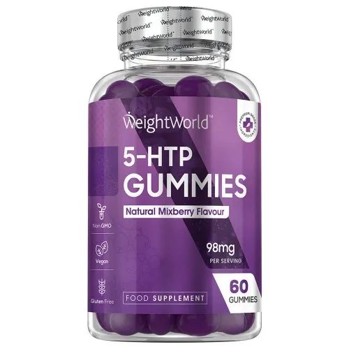 5 HTP gummies - 98 mg - 60 gummies slaap supplement - Met bosbes- en frambozensmaak