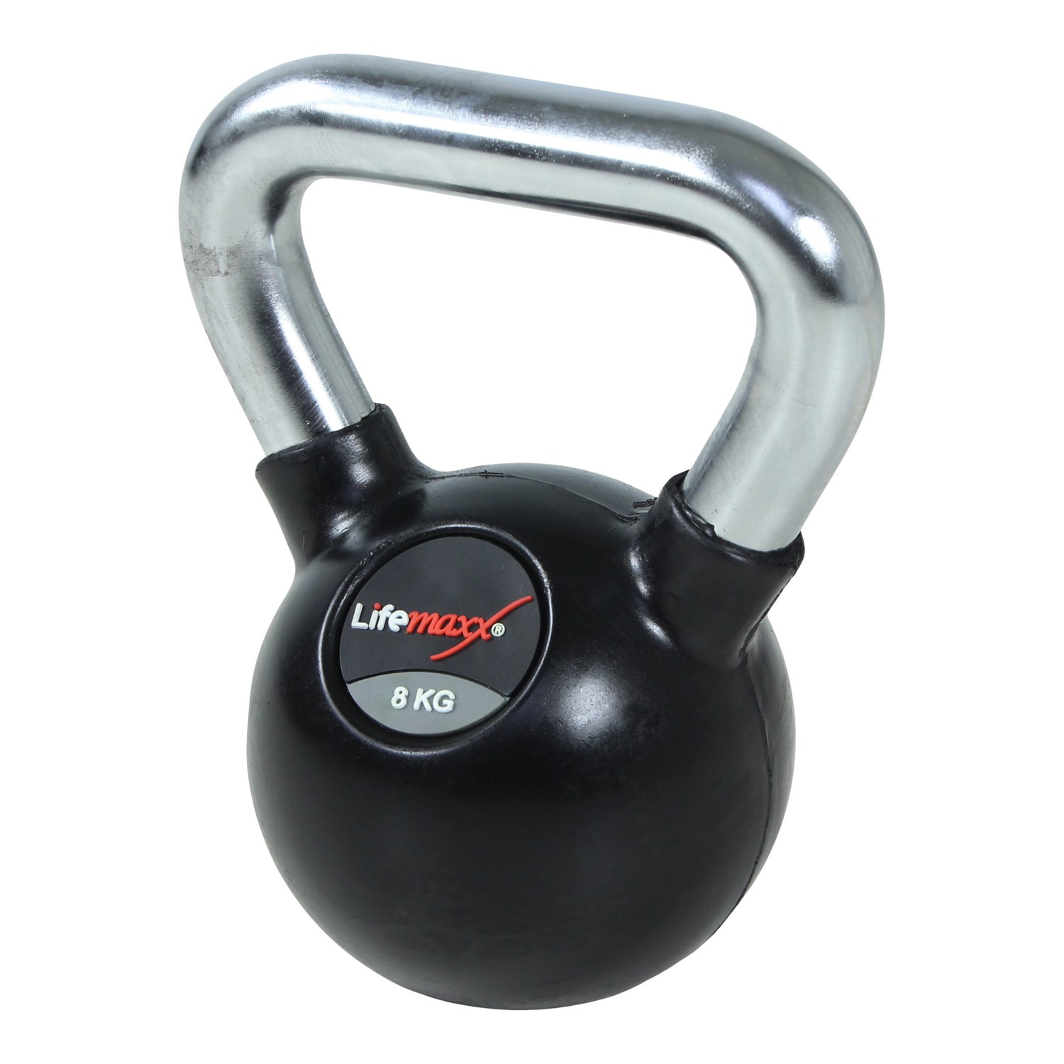 Lifemaxx Rubberen Kettlebell - met Chromen Handvat - 12 kg