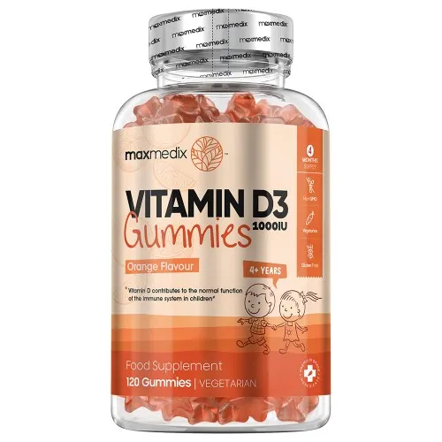 Vitamine D3 gummies voor kinderen - 1000 IE - 120 gummies - Ondersteunt sterke botten - 4 maanden voorraad