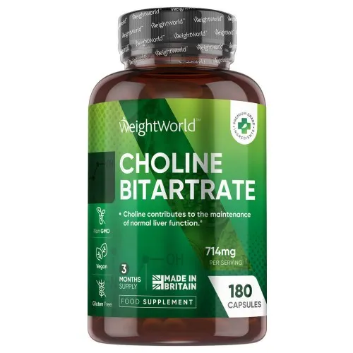 Choline 714mg 180 Capsules - Ondersteunt de normale leverfunctie - 3 maanden voorraad