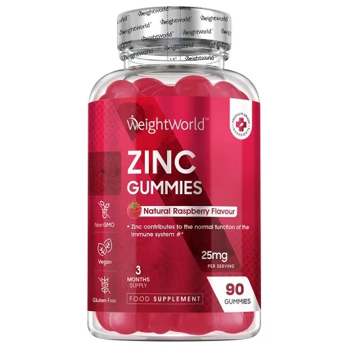 Zink Gummies - 25 mg zinkcitraat 90 Gummies - 3 maanden voorraad - Frambozensmaak