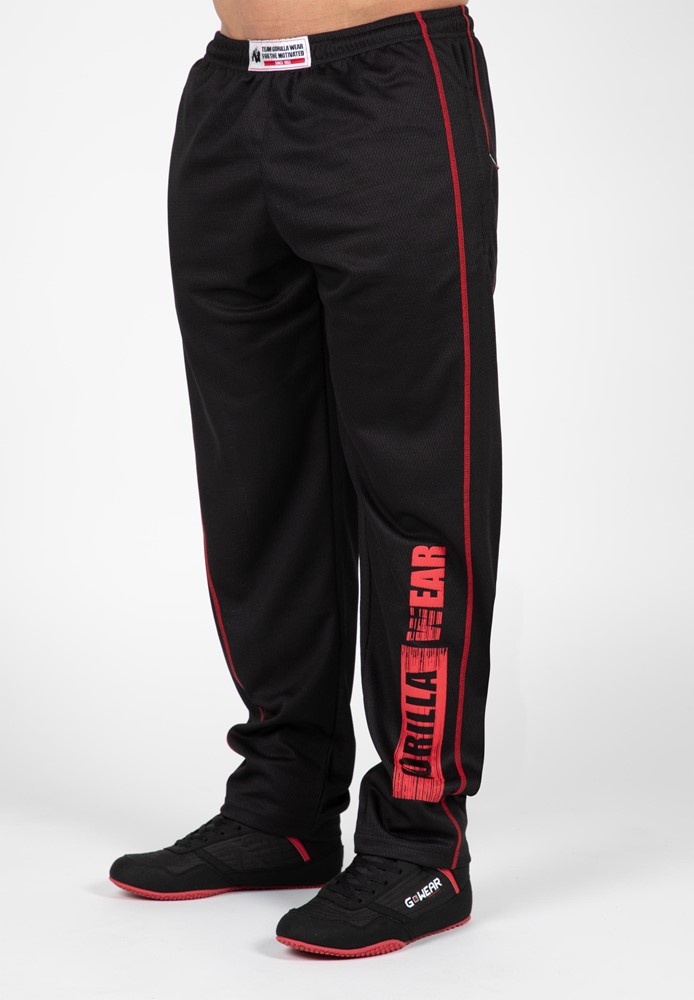 Gorilla Wear Wallace Mesh Pants - Zwart/Rood - L/XL