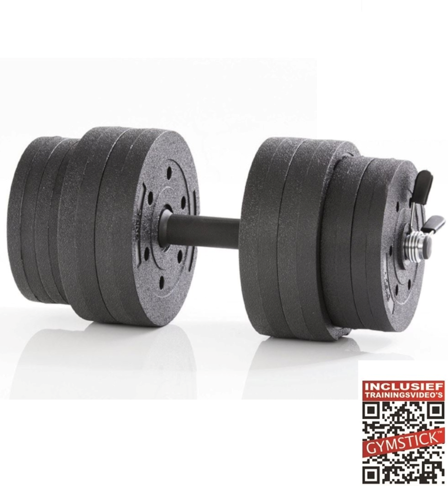 Gymstick Active Verstelbare Dumbbell Set - Vinyl - 15 kg - Met Online Trainingsvideo's - Tweedekans