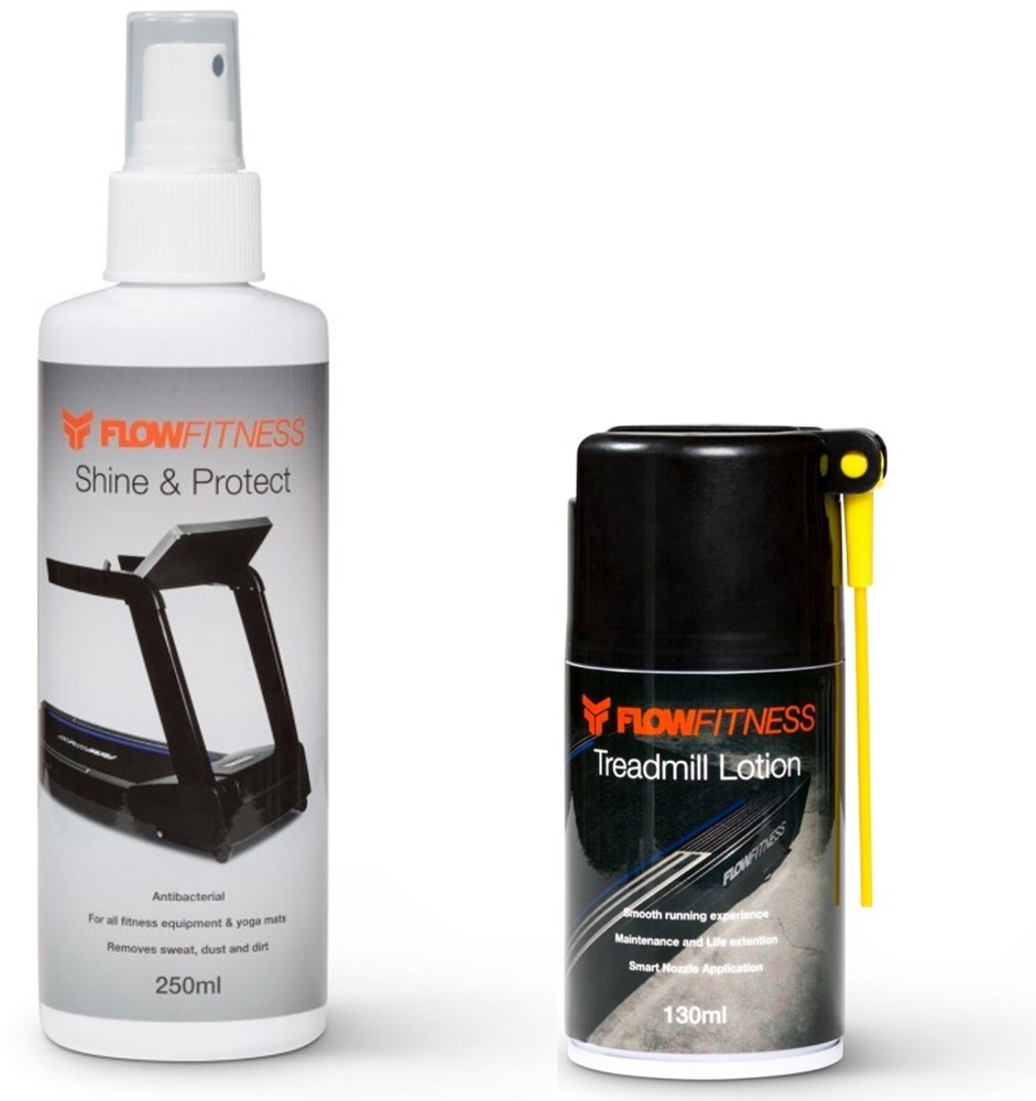 Flow Fitness 2-in-1 Onderhoudsset - Loopband Smeermiddel + Shine&Protect Reinigingsspray