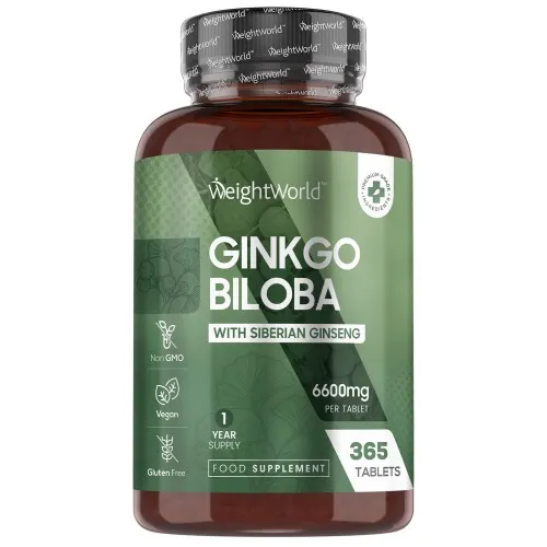 Ginkgo Biloba 6600 mg - 365 tabletten - Met Siberische Ginseng