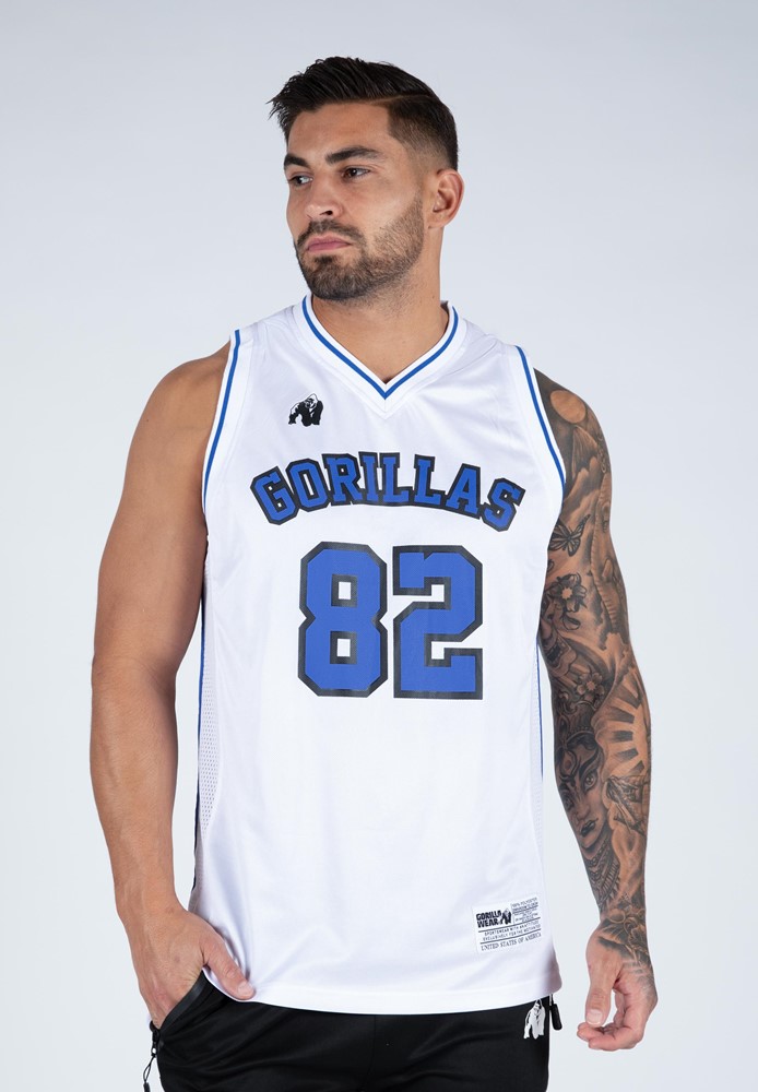 Gorilla Wear San Mateo Jersey Tank Top - Wit/Blauw - S