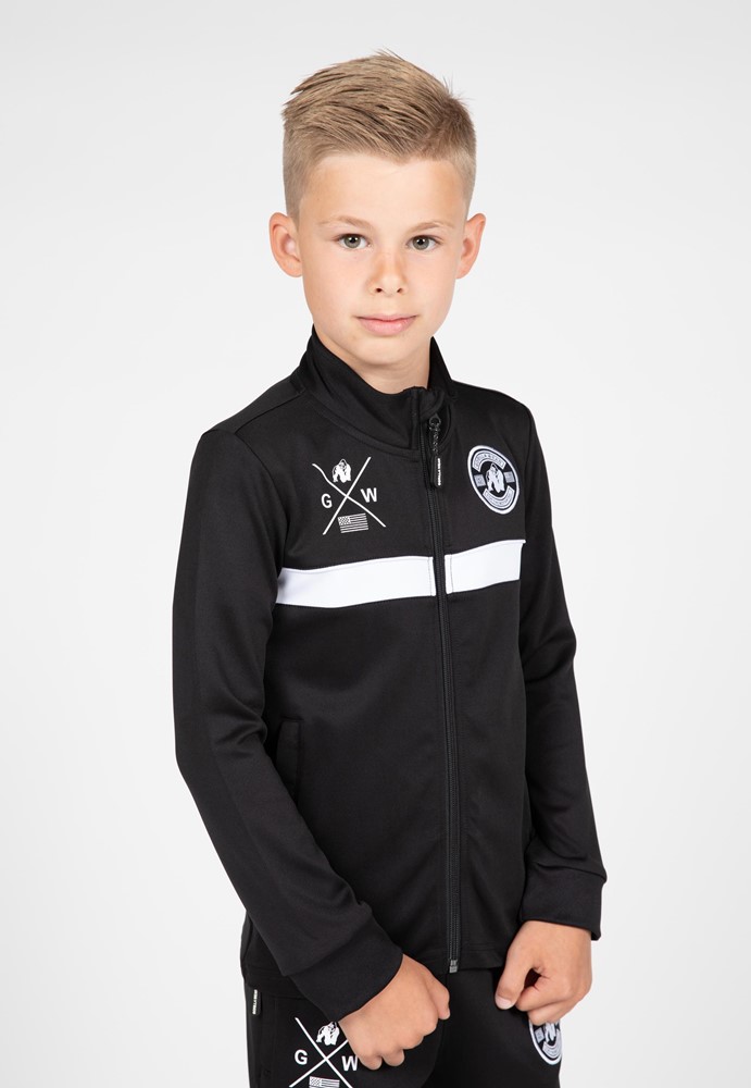 Gorilla Wear Vernon Kids Trainingsjas - Track Jacket - Zwart - 152