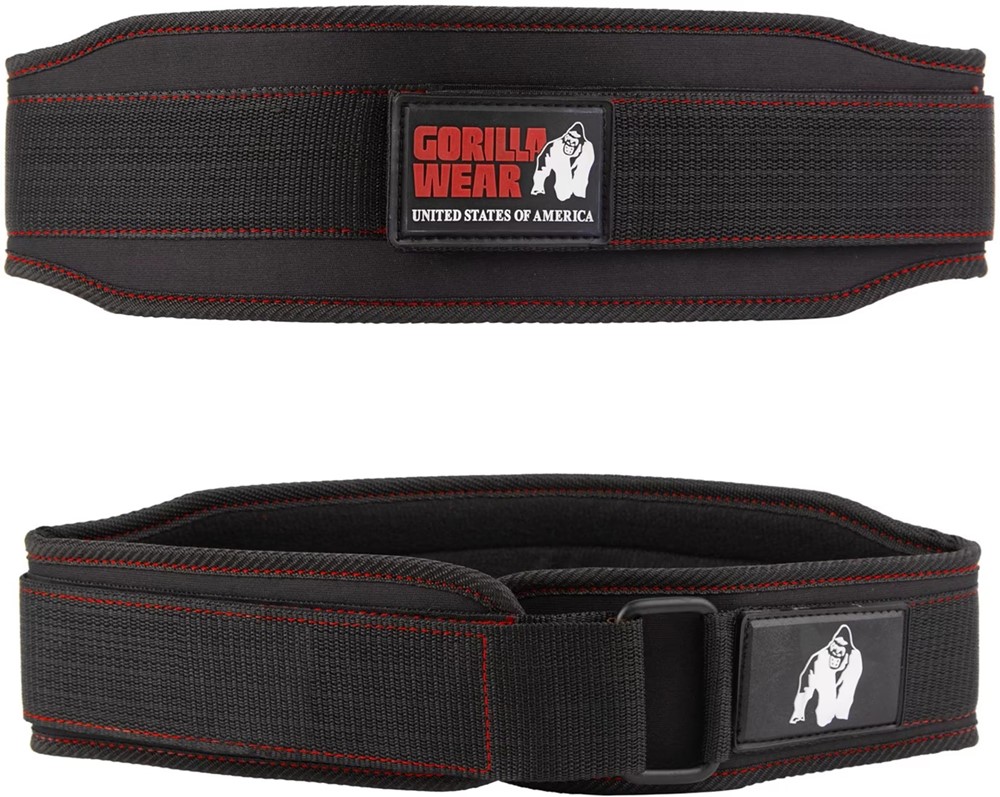 Gorilla Wear 4 Inch Women's Lifting Belt - Zwart/Rode Stiksels - M