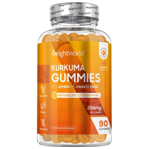 Kurkuma gummies 2100mg - 90 gummies - Kurkuma met zwarte peper en gember