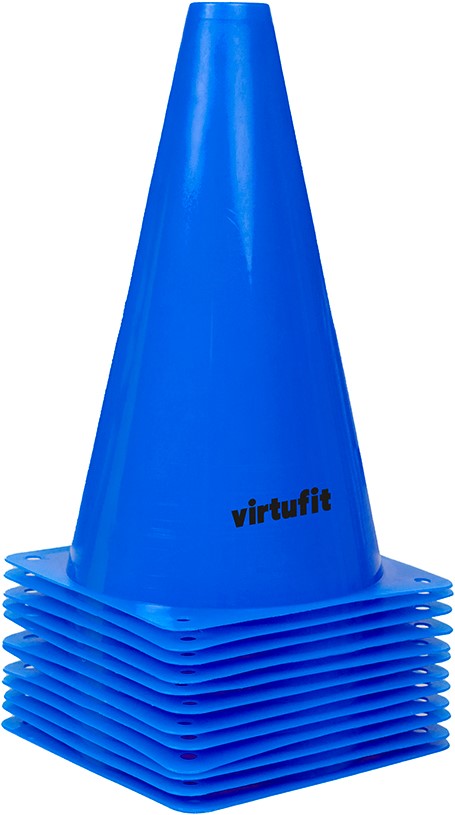 VirtuFit Pionnen Set - 23 cm - 12 Stuks - Blauw - Tweedekans